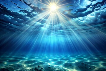 Fototapeta premium Sunlight Streaming Through the Ocean Water Creating a Beautiful Underwater Scene