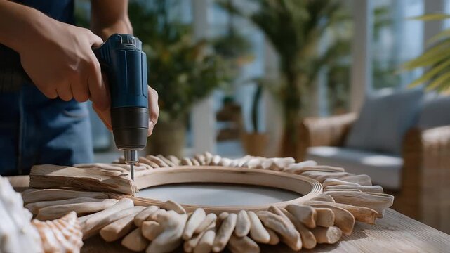 Learn how to create a stunning driftwood mirror frame adorned with seashell accents.