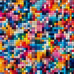 Vibrant Abstract Mosaic Pattern of Colorful Shiny Squares

