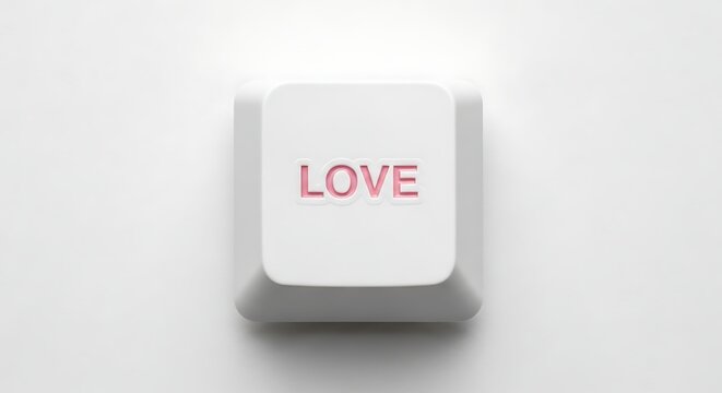 Love button on computer keyboard, concept of online dating