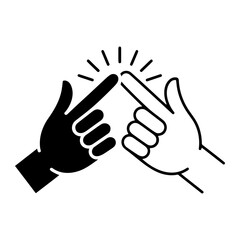 Two hands making a snapping gesture with radiating lines fingers black