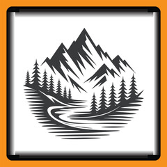 Travel icon Mountain and ocean elements vector illustration