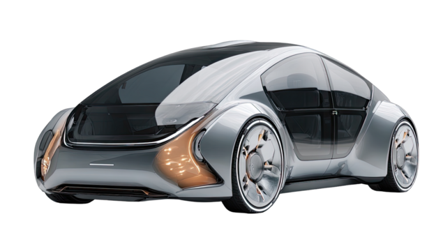 Futuristic silver car, sleek design