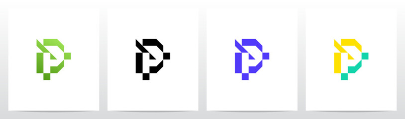 Obraz premium Cyber Techno Digital Graphic Frame Letter Initial Logo Design P