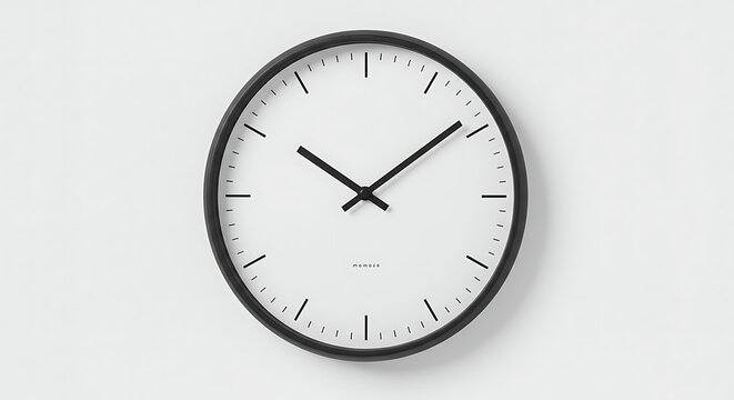 Minimalist Wall Clock Design with Black Frame and White Face Detail