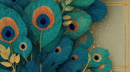 Elegant peacock feather design, featuring intricate details and rich colors, perfect for backgrounds.