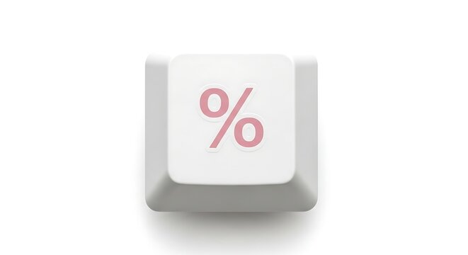 Close-up of a percentage key on a white keyboard