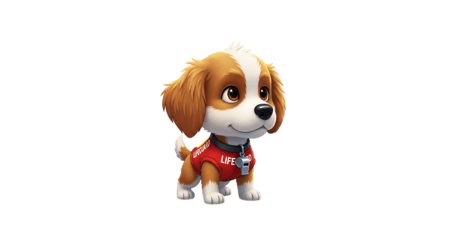 Cute puppy dog cartoon character isolated on transparent background