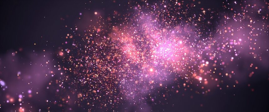 Abstract cosmic explosion of pink and purple sparkles
