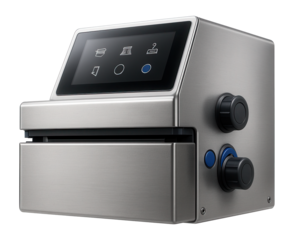 Automatic vacuum sealer with a touch screen interface for streamlined operations in textile processing plants.