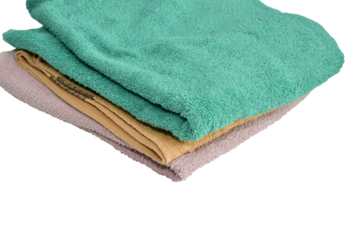 Terry cloth body towels isolated on PNG background.