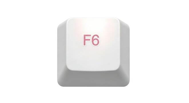 Isolated F6 keycap from a computer keyboard on white background