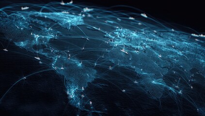 Global maritime network, intricate digital map