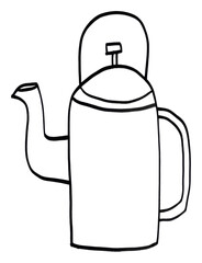 Obraz premium PNG Vintage coffee kettle teapot sketch line.
