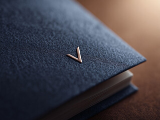 Elegant navy blue journal with a subtle metallic detail, suggesting sophistication and organization. Great for concepts like planning, writing, and reflection. Soft focus for versatile use.