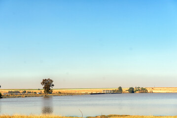 Single lane bridge over part of Vaal Dam at Oranjeville
