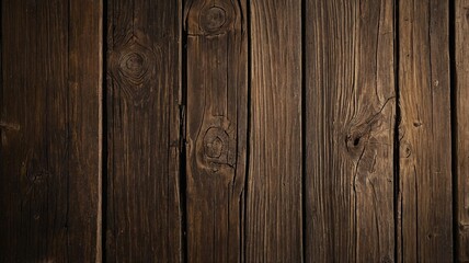 Naklejka premium Richly textured dark wooden planks create a warm, rustic background perfect for various design projects.