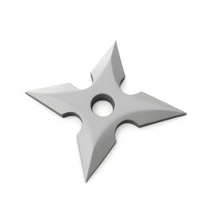 Obraz premium Sharp Silver Ninja Star Weapon Isolated on White Background