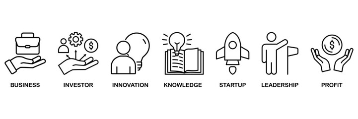 Enterpreneur banner web icon vector illustration concept for� business, investor, innovation, knowledge, startup, leadership and profit