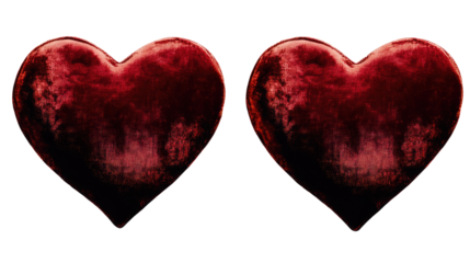 Two red hearts isolated on white background