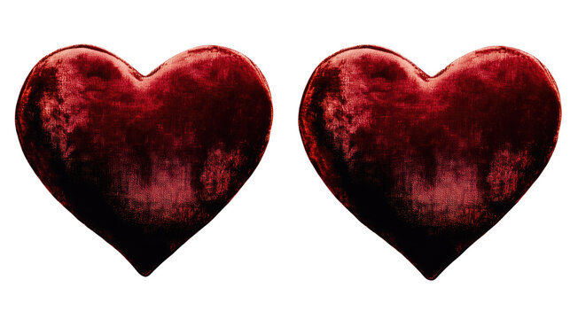 Two red hearts isolated on white background