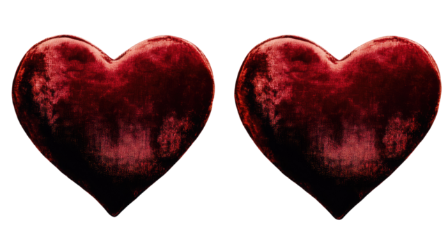 Two red hearts isolated on white background