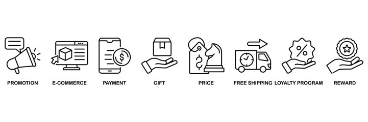 Shopping banner web icon vector illustration concept for� promotion, ecommerce, payment, gift, price, free shipping, loyalty, reward