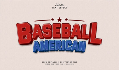 Baseball American Editable Text Effect Style 3d Classic Vintage