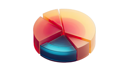 3D pie chart graphic with vibrant colors