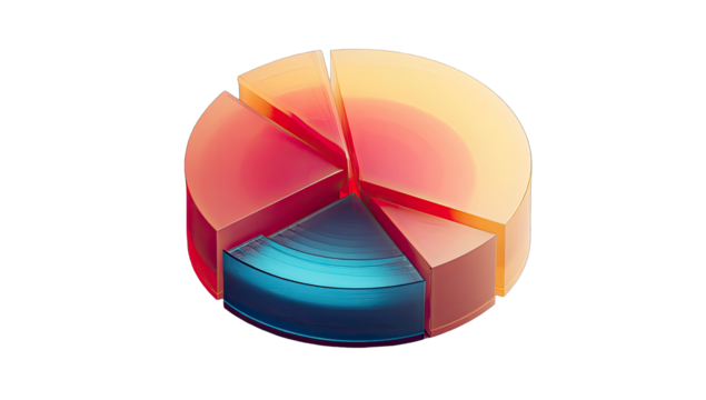 3D pie chart graphic with vibrant colors