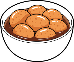 A bowl of delicious potato curry with whole potatoes in a rich brown sauce presented in a white bowl a comforting and hearty meal