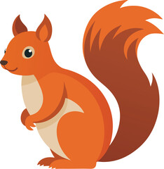 Charming reddish brown squirrel with a fluffy tail in vector art