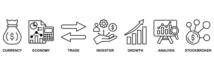 Forex banner web icon vector illustration concept for� currency, economy, trade, investor, growth, analysis and stockbroker