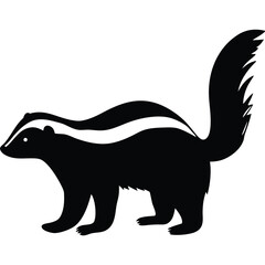 Black Skunk Silhouette Vector Minimalist Animal Clipart Design