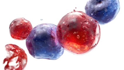 Vibrant berries in motion, translucent spheres