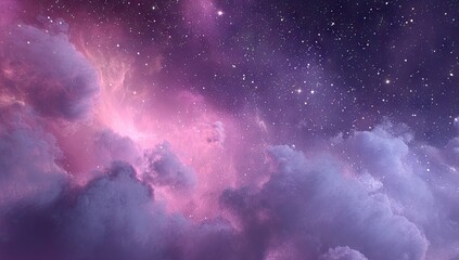 Obraz premium Pink-purple nebula clouds filled with stars