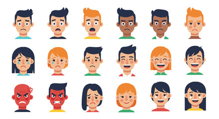 Illustration showing a variety of cartoon faces expressing different emotions and feelings clearly shown