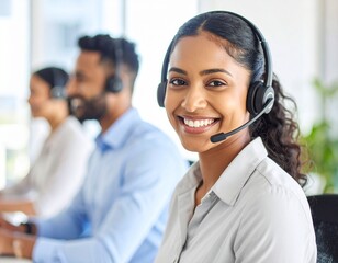 portrait of a smiling customer service agent