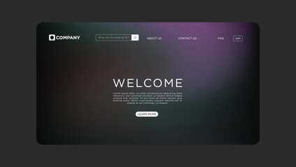 Modern website landing page with welcome message for tech startup or SaaS company design template