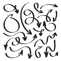 Set of simple hand drawn lines, black arrows. Set of hand drawn. vector illustration
