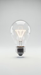 Illuminated light bulb with glowing 'V' shaped filament against a clean white background, symbolizing new ideas and innovation.