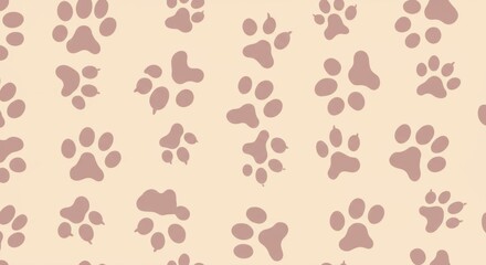 Fototapeta premium Charming paw print pattern creates a playful, friendly background for pet-related designs and branding.