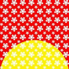  White Floral Seamless Pattern with Red and Yellow