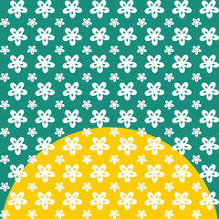  White Floral Seamless Pattern with Teal and Yellow