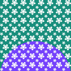  White Floral Seamless Pattern with Teal & Purple