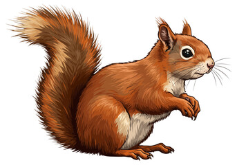 Squirrel Illustration for Wildlife, Nature Art, Forest Animal, Rodent Drawing, Woodland Creature, Cute Cartoon, Natural Habitat, Eco Design, Artwork