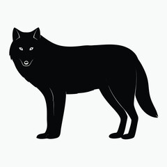 Black Wolf Silhouette Vector Minimalist Wild Animal Graphic Design
