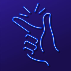 snap of fingers neon sign, colorful modern design trends on black background. Vector illustration.