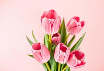 Elegant pink tulip bouquet, soft pastel background, wedding, image