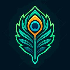 Obraz premium Vibrant Peacock Feather A Stunning Teal and Gold Illustration